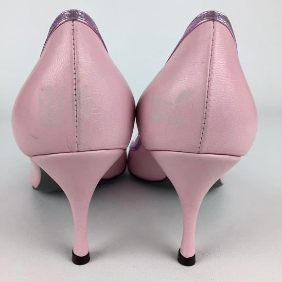 Jean Michel Cazabat Womens Pink Leather Open Toe Pumps Italian 35.5 US 5.5 - Picture 4 of 16